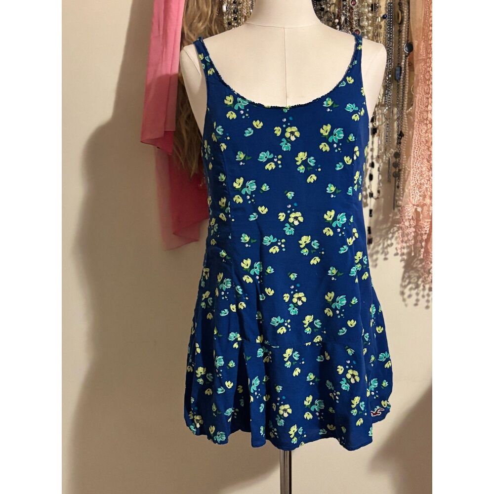 Vintage Y2K Hollister Blue Floral Mini Sundress Size L